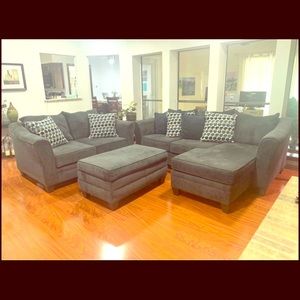 Love Seat + Sectional Sofa + Ottoman Leg Rest